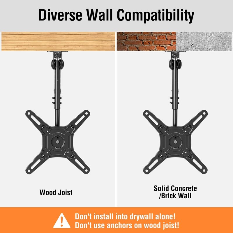 ELIVED Flip Down Ceiling TV Mount for Most 14-40 Inch TVs, Floding TV Mount for Flat and Pitched Roof, Height Adjustable Full Motion tv Bracket 360° Swivel, Max VESA 200x200mm, up to 22 Lbs, YD3030