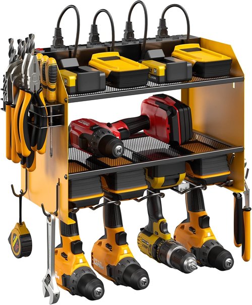 CCCEI Modular Power Tool Organizer - Wall Mount Charging Station & Heavy Duty Rack | 2 Pack, Yellow