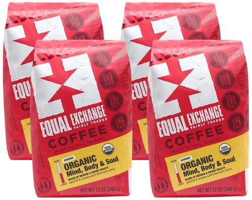 Equal Exchange Organic Ground Coffee, Mind Body Soul Bag,12 Ounce (Pack of 4)