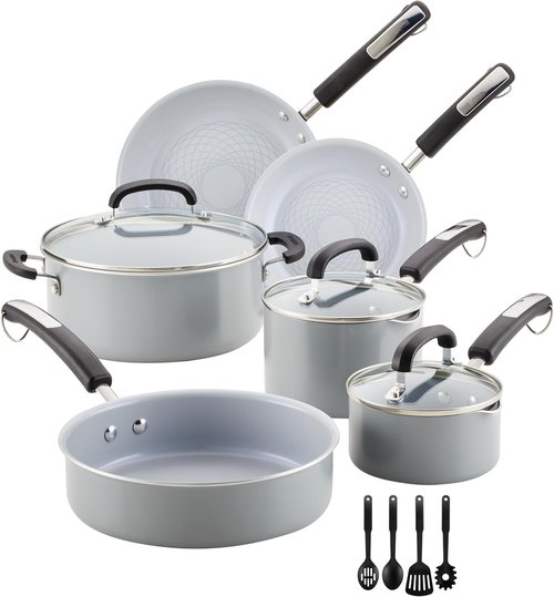 Farberware EcoAdvantage Ceramic Nonstick Cookware Set - 13 Pieces in Stylish Gray