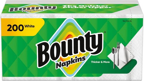 Bounty Paper Napkins - Ultra-Absorbent White Napkins | 200 Count Pack