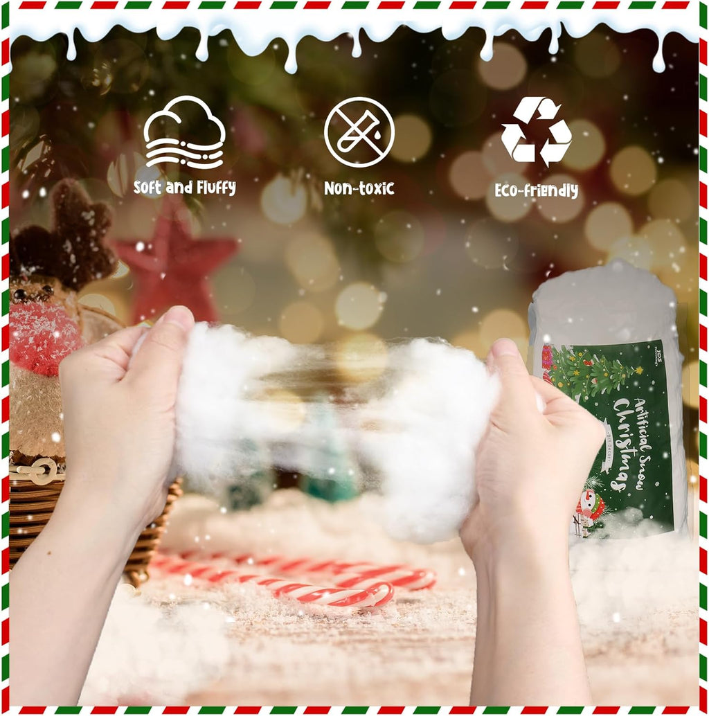 Skiennix Christmas Fake Snow - 9.2oz Fluffy Artificial Snow for DIY Tree Decor & Winter Displays