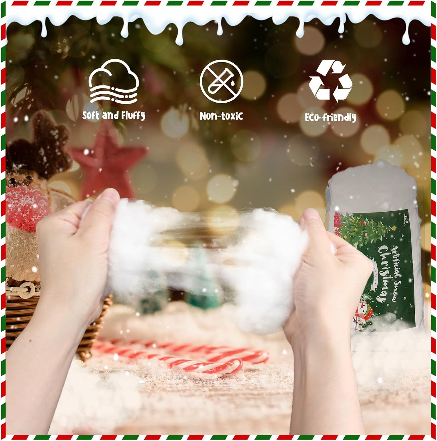 Skiennix Christmas Fake Snow - 9.2oz Fluffy Artificial Snow for DIY Tree Decor & Winter Displays