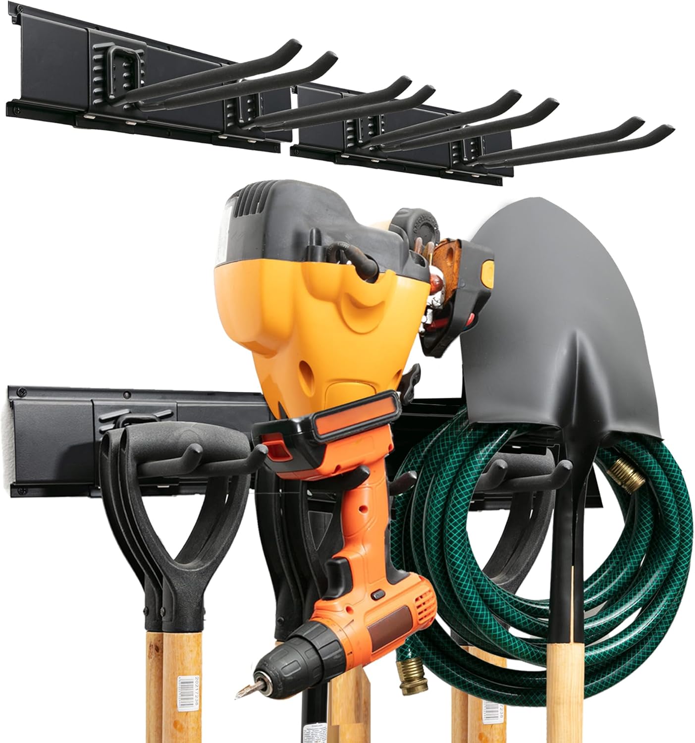 TIDYME Garage Tool Organizer - Sturdy Wall-Mounted Storage Rack | 32 Inches, Adjustable Hooks, 200lbs Capacity