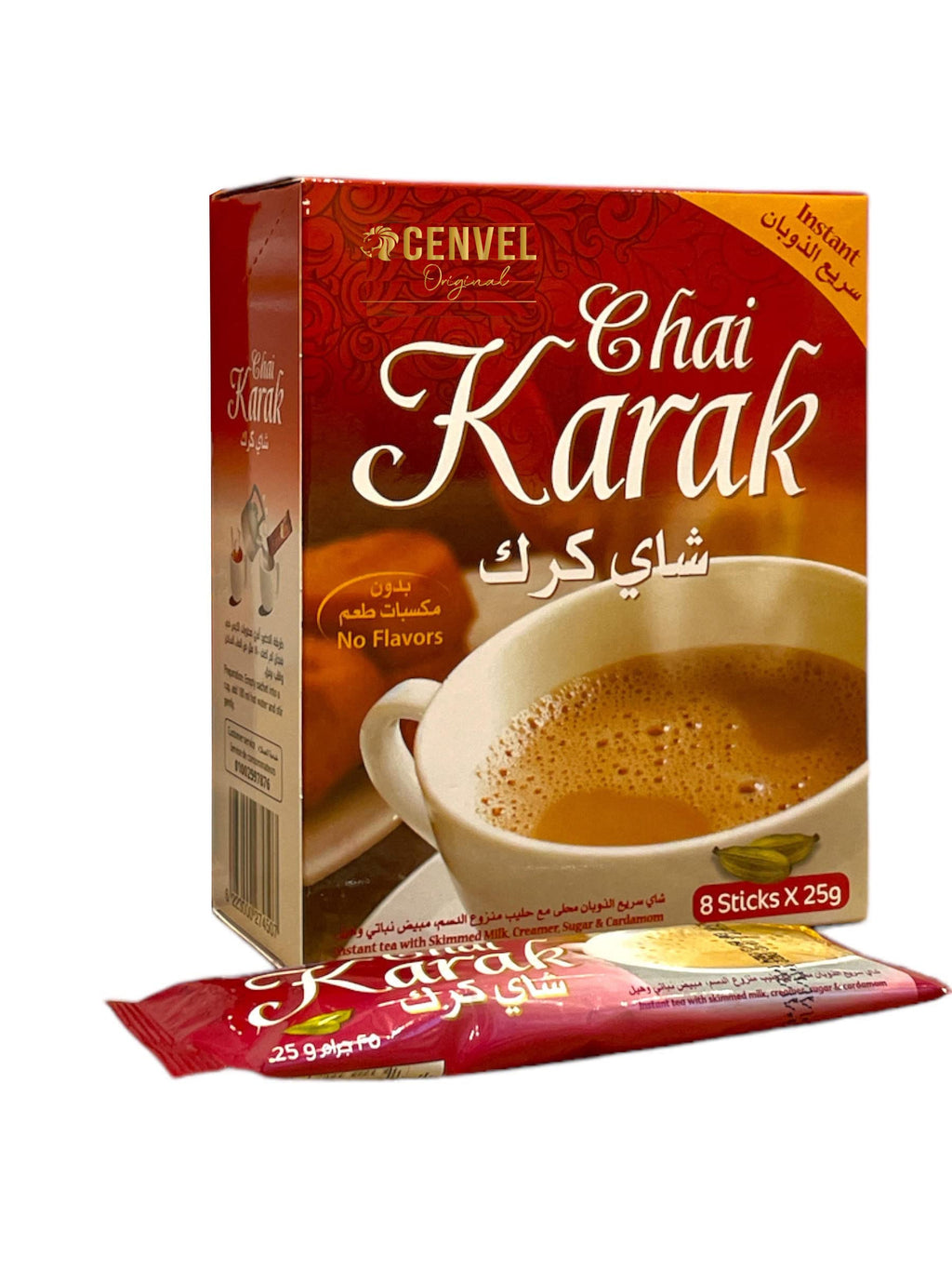 CENVEL® Karak Chai Sweetened | Premium Instant Karak Tea – Natural, Instant Indian Chai | 8 Sachets (Pack of 1)
