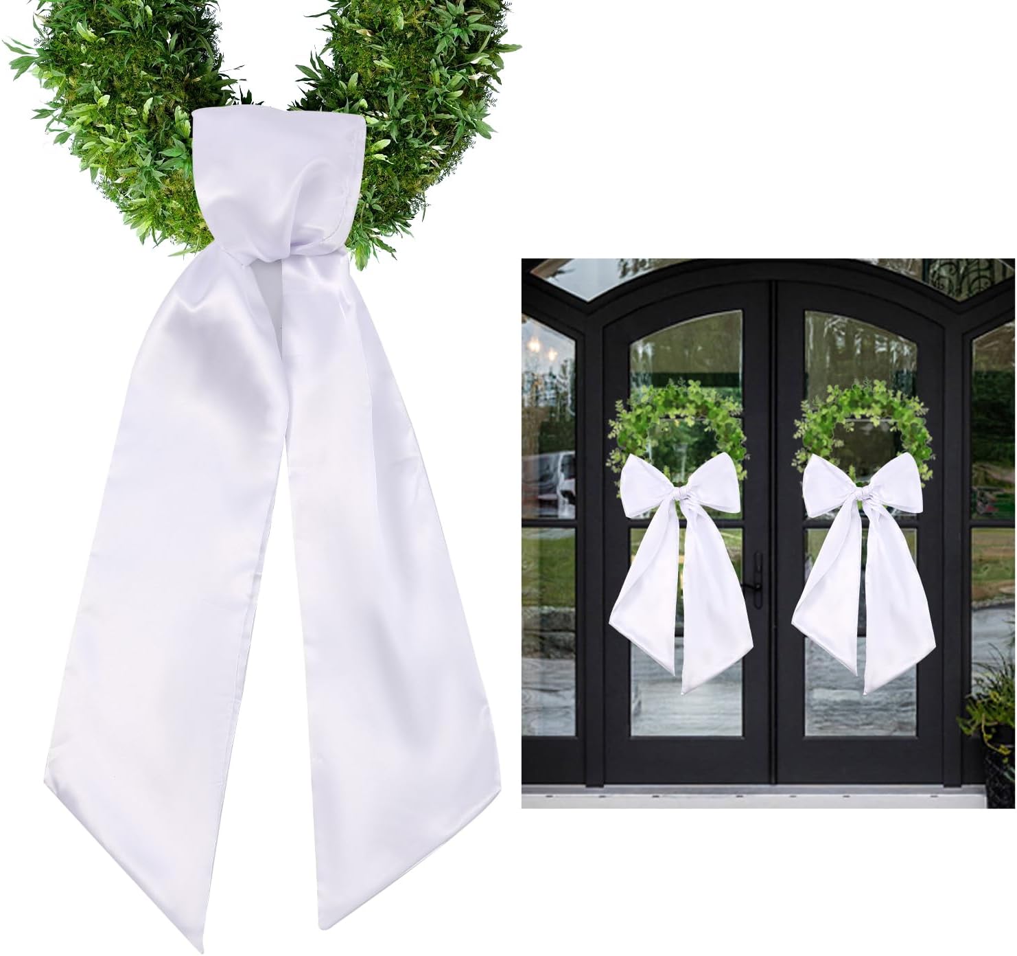 Skiennix Wreath Sash - Blank White Sash for Monogram Embroidery | 5'' W x 54'' L, 2 Pack