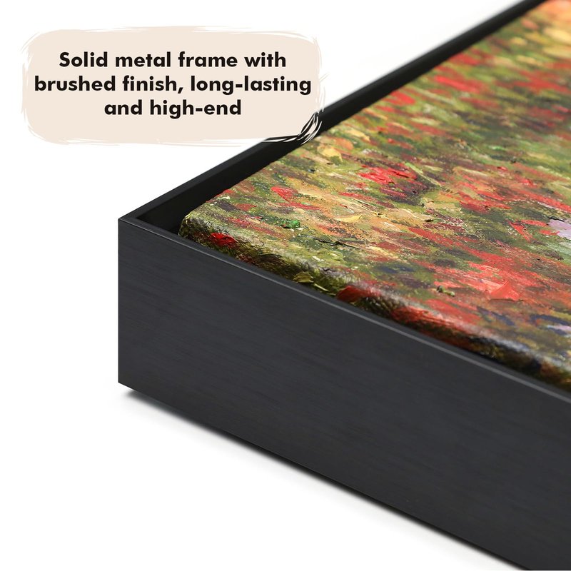 FOLKOR 1.5” Deep Frame for 12x36 Canvas Paintings, DIY Metal Floating Frame for Artists Designers Landscape Portrait Artwork, Modern Home Office Wall Decor (Black)
