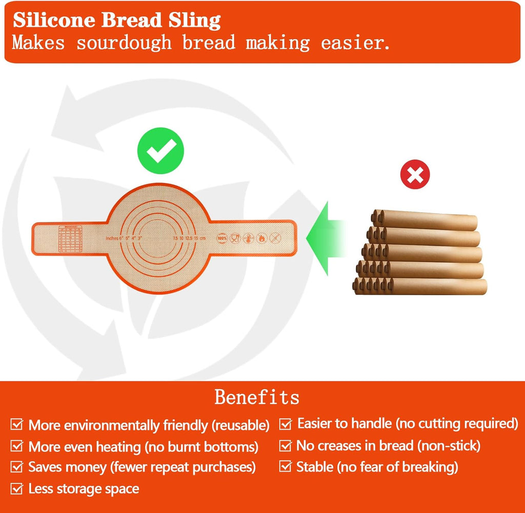 UBeesize Silicone Bread Sling - Reusable Non-Stick Baking Mat for Dutch Oven | Easy to Clean, 2-Pack