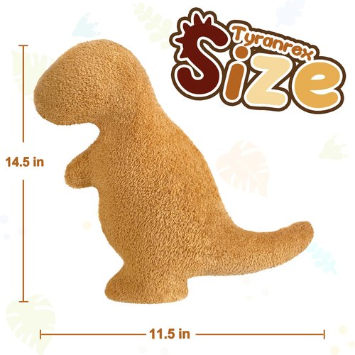 Dino Nugget Pillow Plush Funny Birthday Gifts for Boys Girls, Chicken Dino Nuggets Plush Pillow Funny Gifts, Dinosaur Stuffed Animals Dinosaur Gifts Birthday Present for Kids Teens(Small, Tyran Rex)