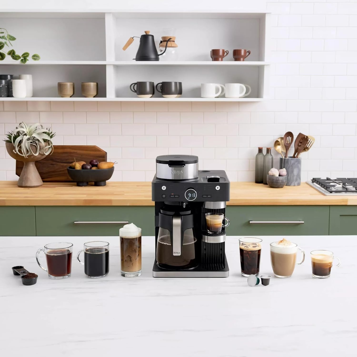 Ninja Refurbished CFN601 Espresso & Coffee Barista System - Single-Serve & 12-Cup Carafe with Built-In Frother