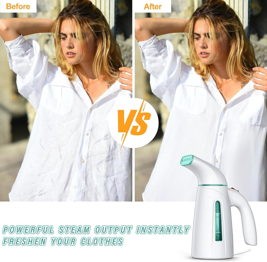 OGHom Handheld Clothing Steamer - 700W Portable Travel Steam Iron with 240ml Capacity (Teal)