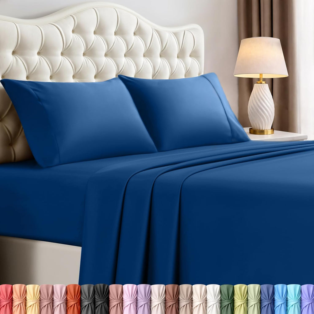 Utopia Bedding King Size Sheet Set - Soft, Breathable Microfiber | 4-Piece in Dusk Blue, Oeko Tex Certified
