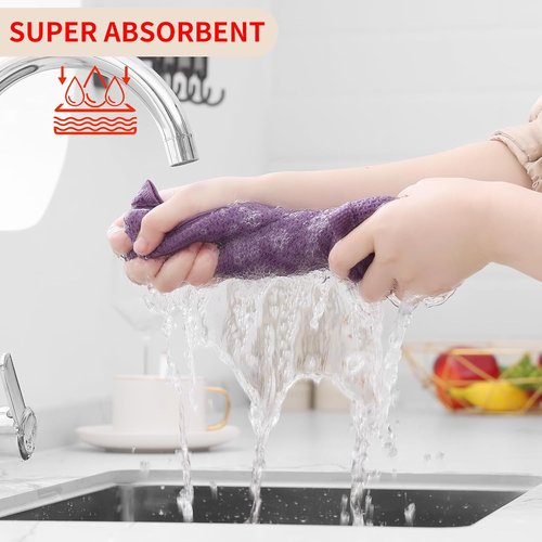 Homaxy Kitchen Dish Cloths - 100% Cotton Waffle Weave, Ultra Soft & Absorbent | 12x12 Inches, 6-Pack, Lavender