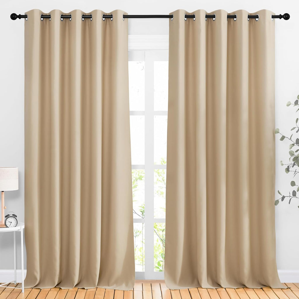 NICETOWN Blackout Curtains - Noise Reducing Thermal Insulated Drapes | 66 x 92 Inch, Biscotti Beige, 2 Panels