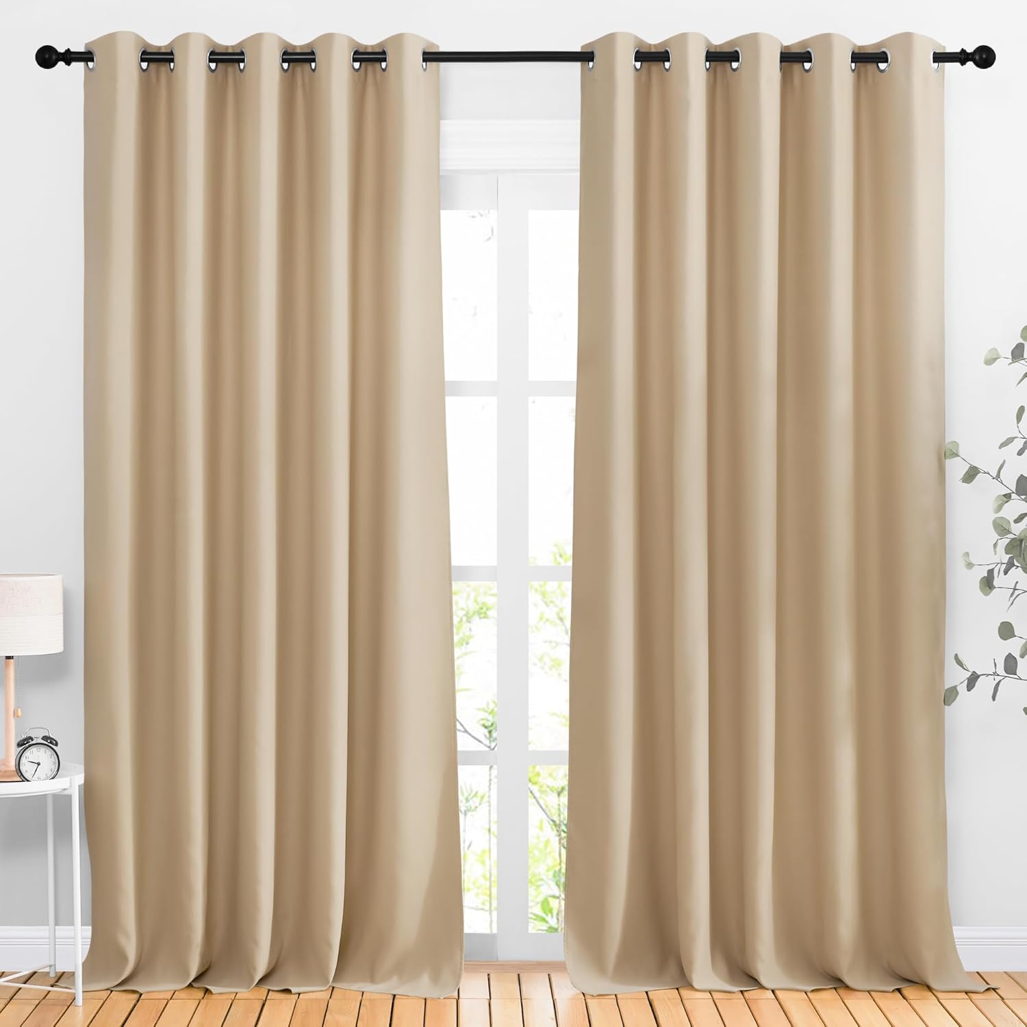 NICETOWN Blackout Curtains - Noise Reducing Thermal Insulated Drapes | 66 x 92 Inch, Biscotti Beige, 2 Panels