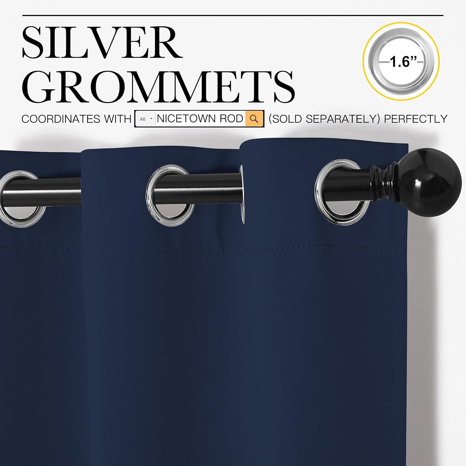 NICETOWN Blackout Curtains - Light Blocking Thermal Insulated Drapes for Kids' Room | Navy, 42 x 63 Inch (1 Pair)