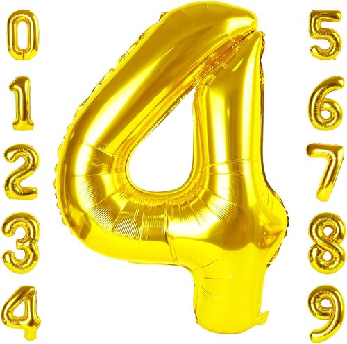 40 Inch Gold Number Balloons by [Brand Name] - Perfect for 4th Birthday, Graduation & Baby Shower Celebrations