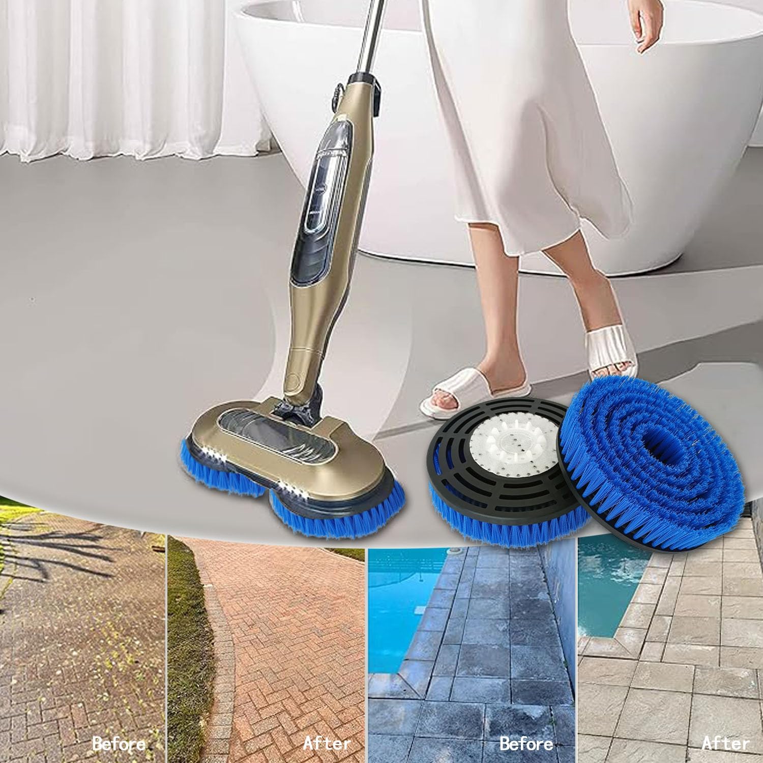 Shark S7001 Mop Pad Replacement Brush Heads - Professional Deep Cleaning for Tile & Hard Floors | Blue