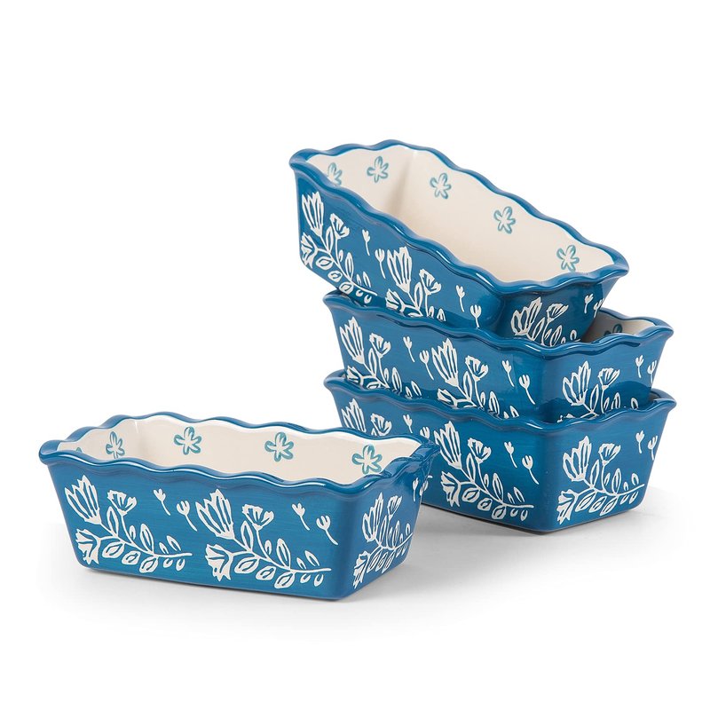 Wisenvoy Mini Loaf Pan Bread Pan Ceramic Loaf Pans for Baking Bread Mini Bread Loaf Pans 4-Pieces Bread Baking Pan