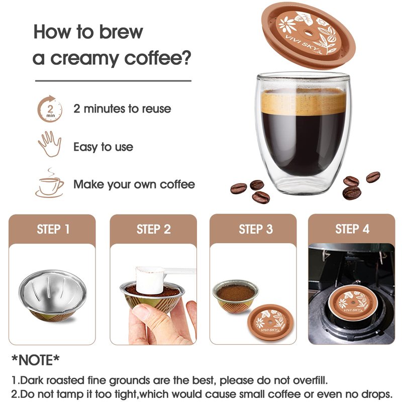 VIVI SKY Reusable Coffee Capsule Lids Work with Nespresso Pods Vertuoline,Food Grade Silicon Caps Used for Every Sizes of Reusable Nespresso Pod Refillable Capsule(Silicon Vertuoline Lids- 5PCS)