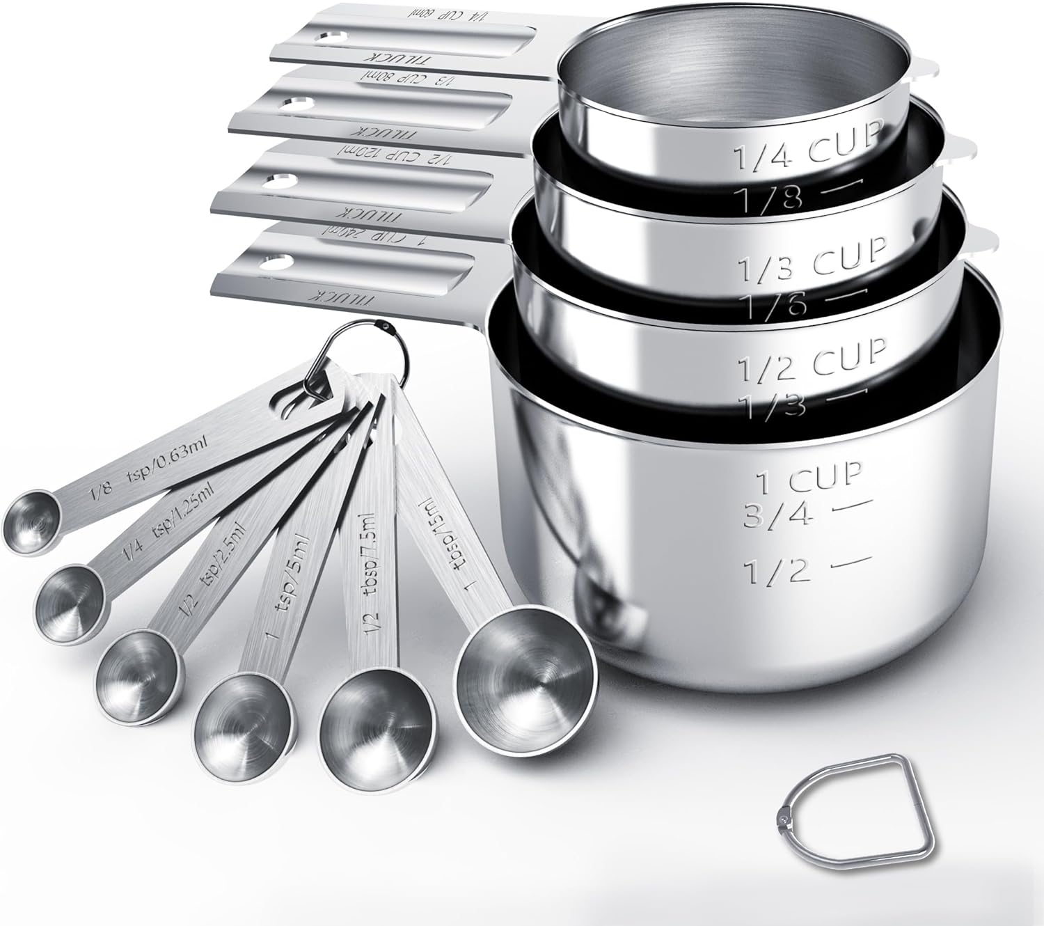 TILUCK Stainless Steel Measuring Cups & Spoons Set - Essential Kitchen Gadgets for Cooking & Baking (10-Piece)