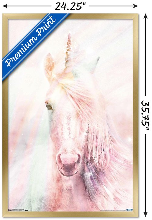 Trends International Pink Unicorn Wall Poster, 22.375" x 34", Gold Framed Version