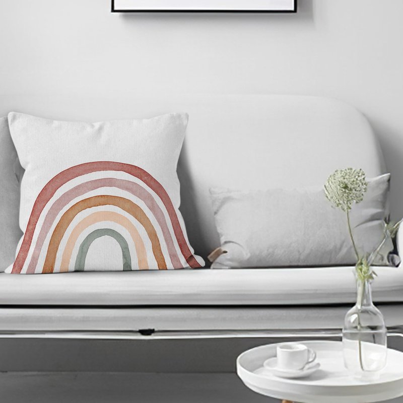 HIWX Boho Rainbow Pillow Cover - Classroom Decorative Pillowcase Throw Pillow - 18 x 18 Inch