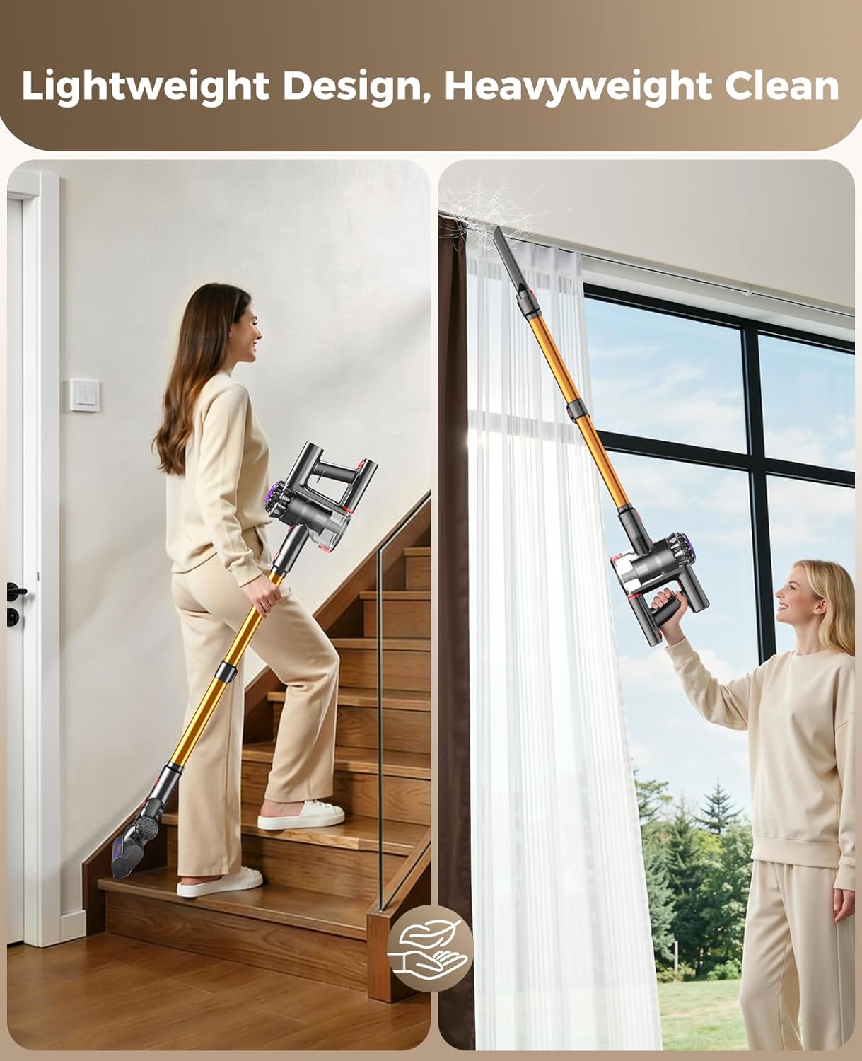 Skiennix Cordless Vacuum Cleaner - 450W 40KPA Lightweight Stick Vacuum with 45-Minute Runtime for Home Use | Ideal for Carpet, Pet Hair, Hardwood Floors