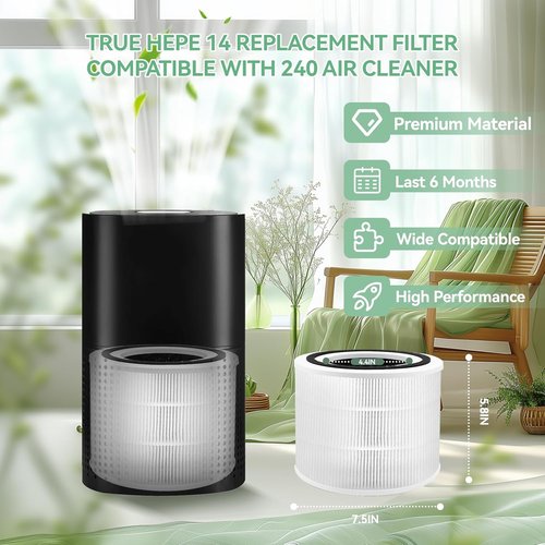 240 Replacement Filter - 3-in-1 HEPA 14 Air Cleaner Purifier Filter - 4 Pack