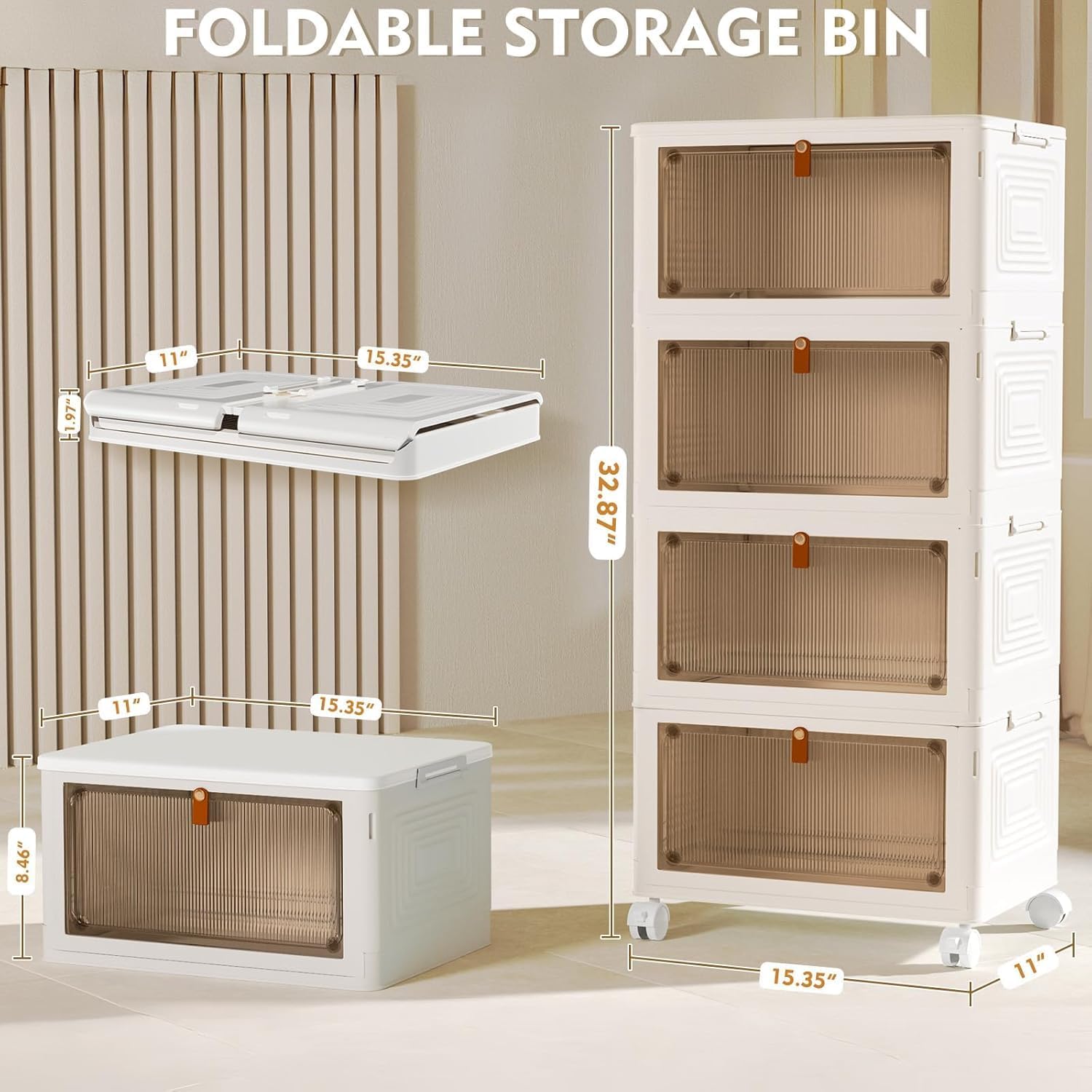YFXCVSL 4-Tier Plastic Storage Bins - Stackable Containers with Lids & Wheels | 23QT for Home & Office