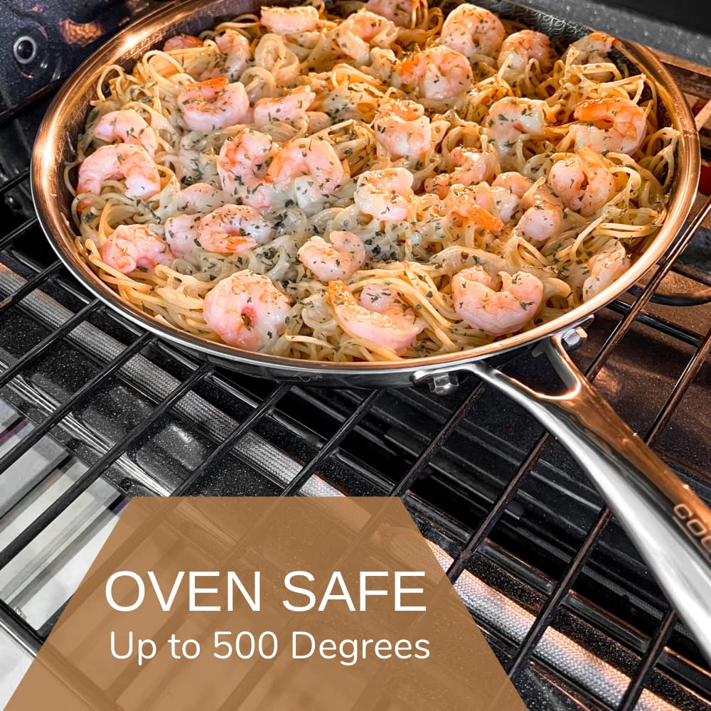 Cooksy 12 Inch Honeycomb Surface Hybrid Stainless Steel Frying Pan with Lid