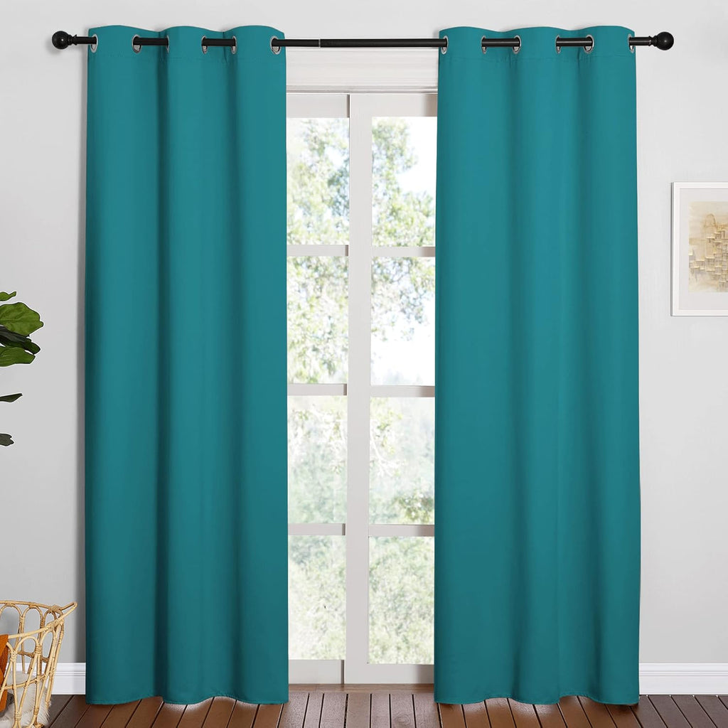 NICETOWN Blackout Curtains - Thermal Insulated Room Darkening Drapes | 84 Inch Length, Peacock Teal, 2 Panels