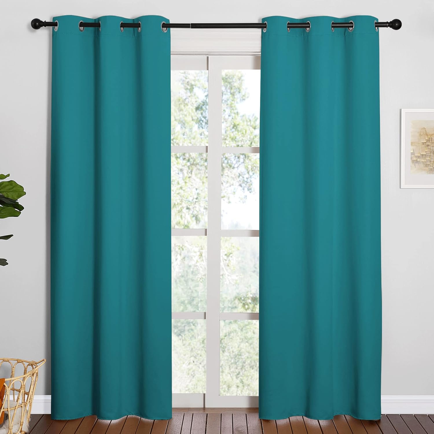 NICETOWN Blackout Curtains - Thermal Insulated Room Darkening Drapes | 84 Inch Length, Peacock Teal, 2 Panels