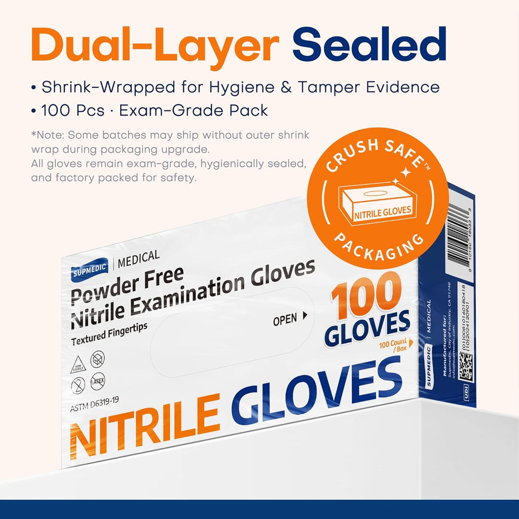 Supmedic Medical Soft Max™ Nitrile Exam Gloves - 100 Count, Latex-Free, Powder-Free, Blue