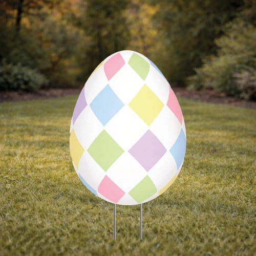Happy Easter | Classic Yard Sign Home Decor - Colorful Easter Egg Design with Stakes