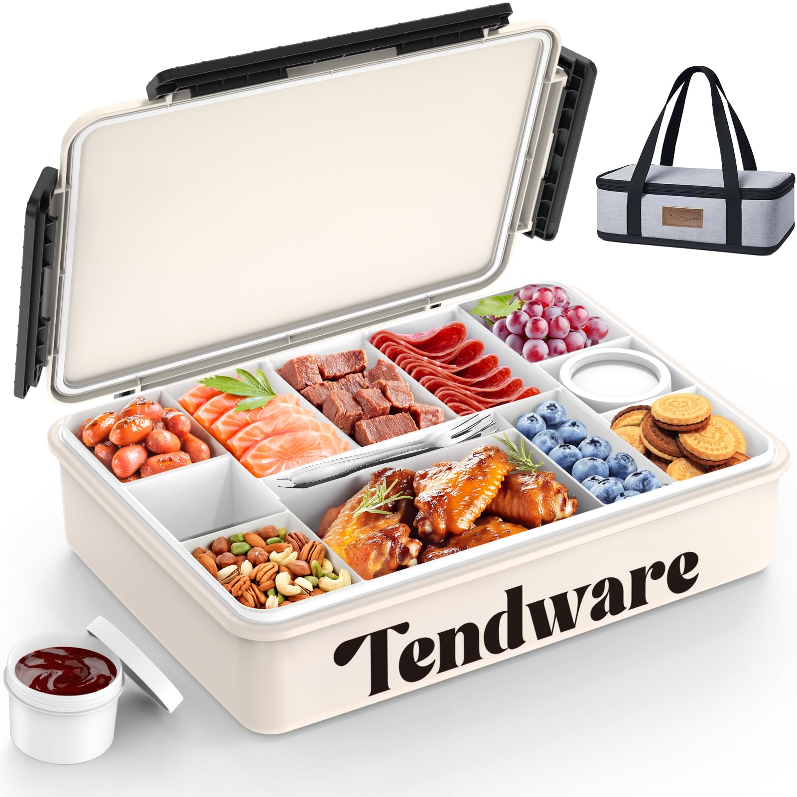 Chilled Portable Snackle Box Container Insulated Bag Keep Food Warm 12 Compartment Divided Serving Tray Reusable Ice Pack Road Trip Essentials for Charcuterie Snack Picnic Travel Birthday Gift