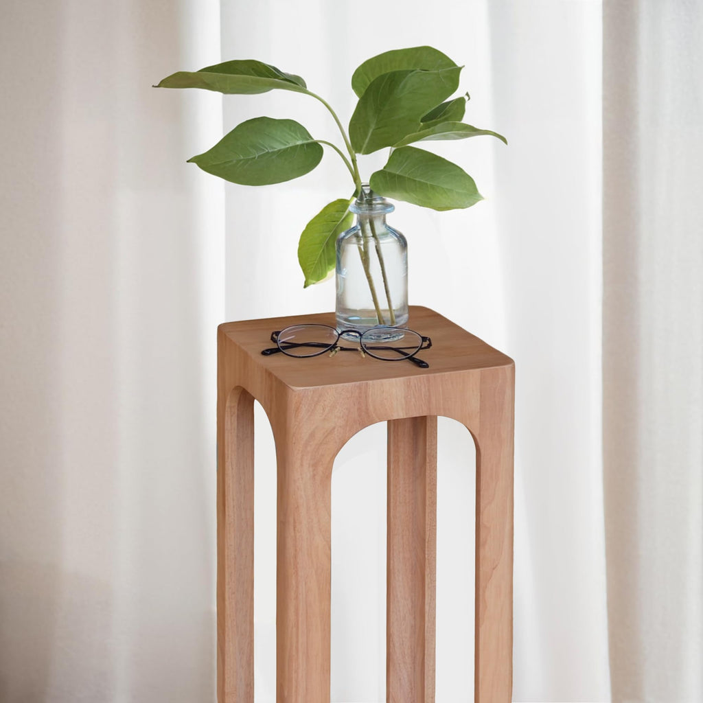 COVLON Drink Table, Soild Wood Small Space Side Table, Decorative End Table for Living Room,Badroom or Entryway Decoration, Natural Wood