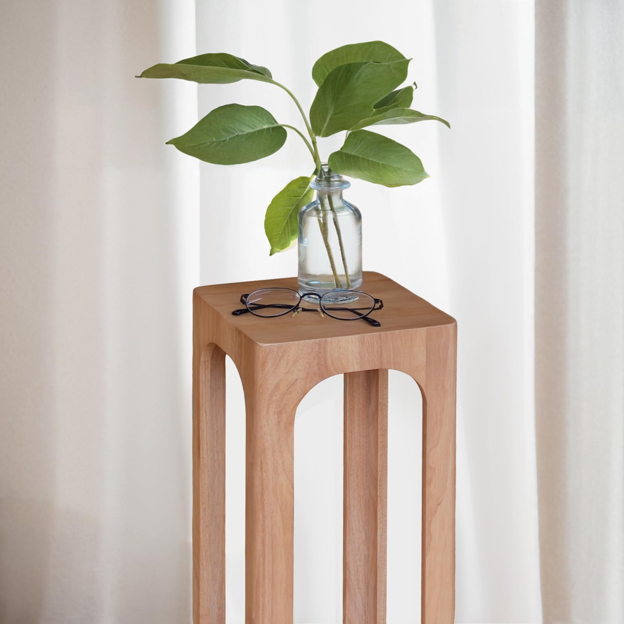 COVLON Drink Table, Soild Wood Small Space Side Table, Decorative End Table for Living Room,Badroom or Entryway Decoration, Natural Wood