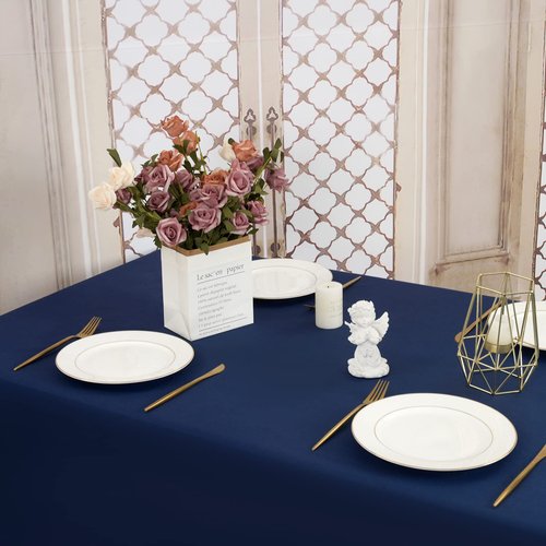 FXKS 8 Pack Rectangle Tablecloth 90 x 132 inch Navy Blue Polyester Table Cloth for 8 Feet Tables,Washable Fabric Stain and Wrinkle Resistant Table Cover Table Clothes for Wedding Parties Banquet