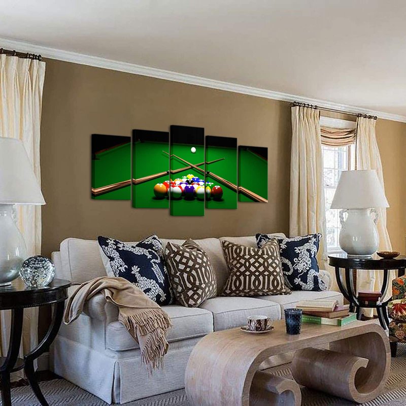 YeiLnm Billiards Ball Picture Sports Posters 5 Pieces Wall Art for Playing Pool Bar Game Room