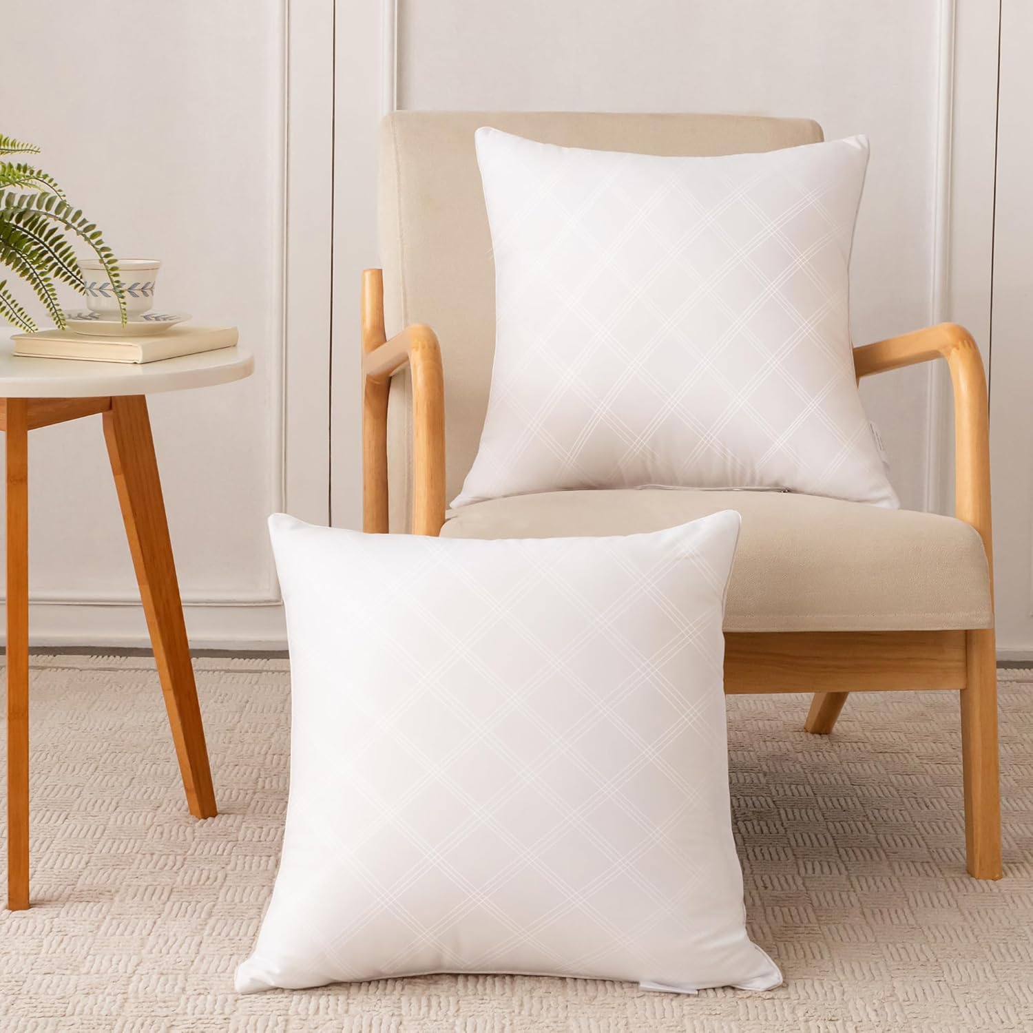 Oubonun Throw Pillow Inserts - Soft & Fluffy 18x18 Inches Cushion Stuffers | Pack of 2 for Sofa & Bed