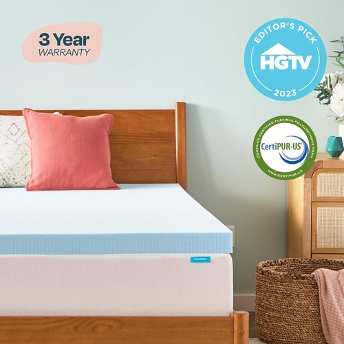 Linenspa Memory Foam Mattress Topper - 3 Inch Gel-Infused Short Queen Size - Plush, Cooling & Pressure Relieving