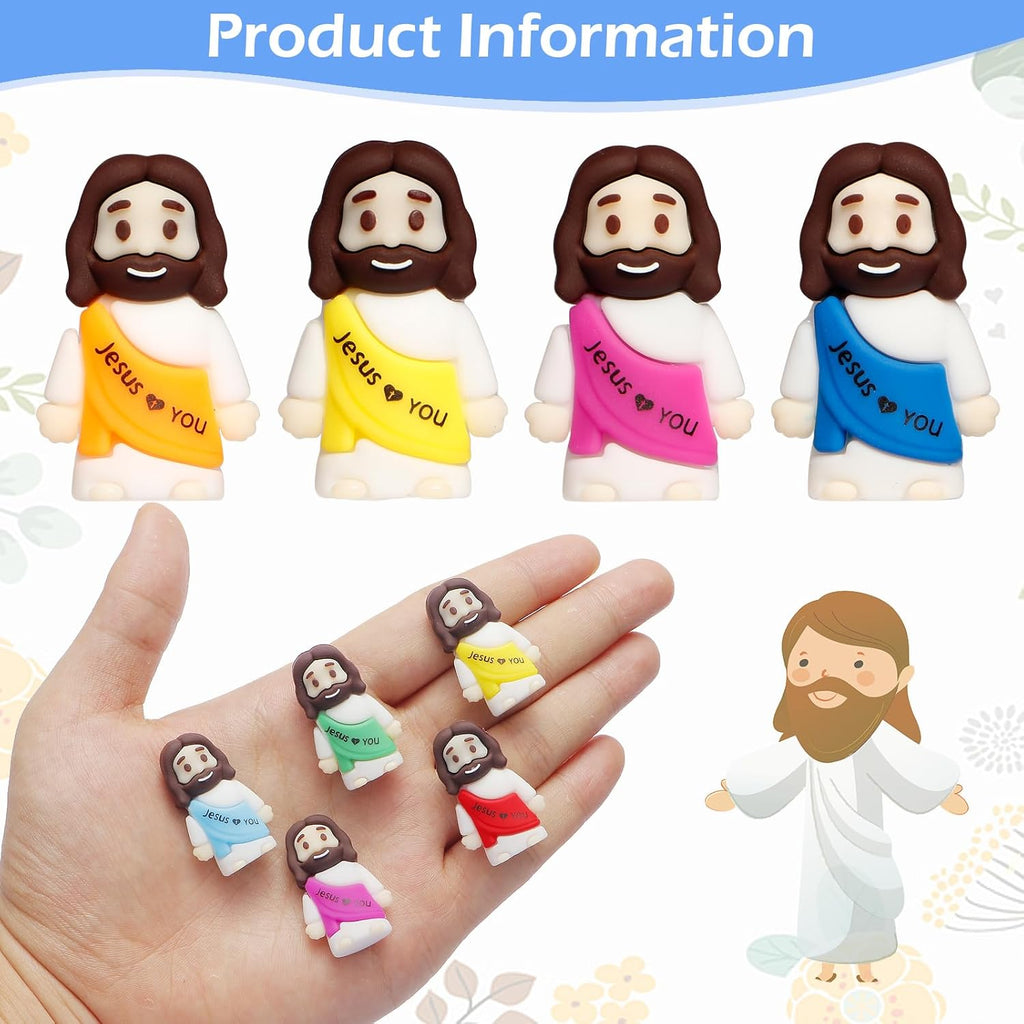 Skiennix 200PCS Little Jesus Figurines - Colorful Mini Religious Gifts for Easter Egg Stuffers