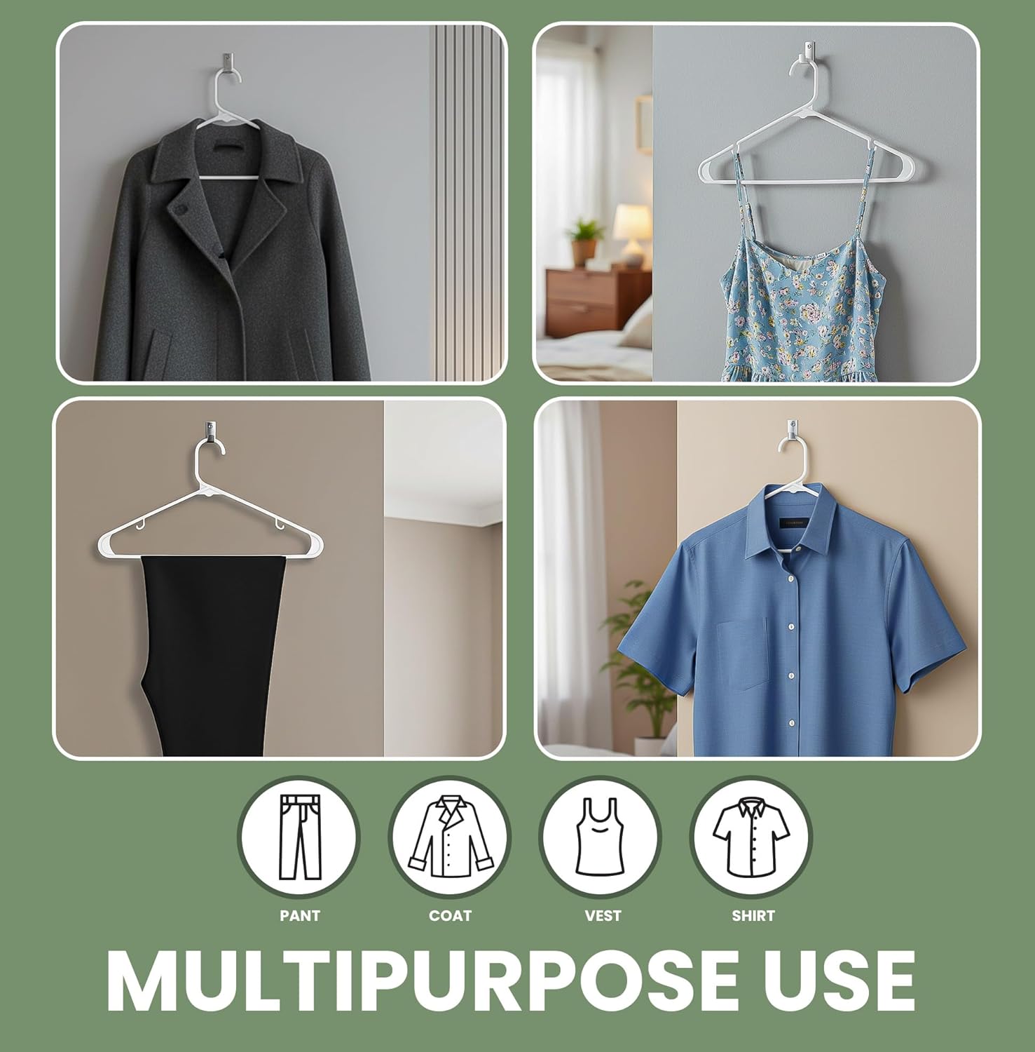 Utopia Home Plastic Hangers 50 Pack - Durable Space-Saving Closet Organizers - Ideal for Shirts, Pants, Skirts & Coats (White)