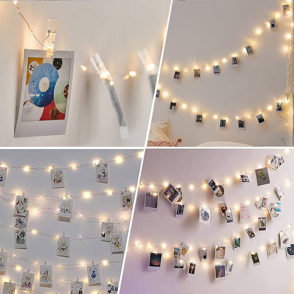 Photo Clip String Light - 100 LED Fairy Lights with 50 Clear Clips | 32.8Ft for Dorm & Wedding Décor