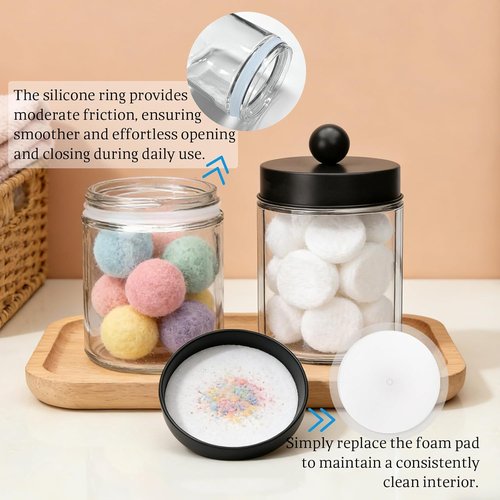 Accguan Apothecary Jars - Glass Bathroom Storage Canisters with Stainless Steel Lids | 6-Pack Set