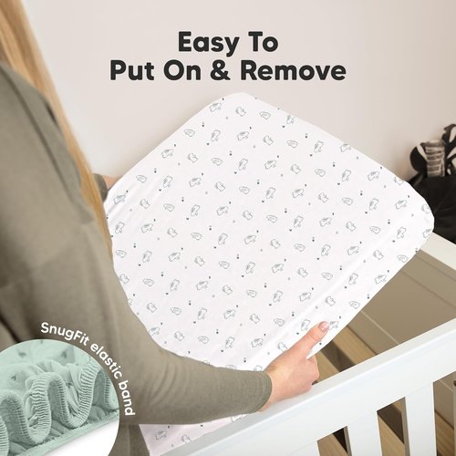 KeaBabies Organic Crib Sheets - 2-Pack Fitted Jersey Cotton for Boys & Girls | Soft, Breathable 52x28" with Cute Bunny Prints