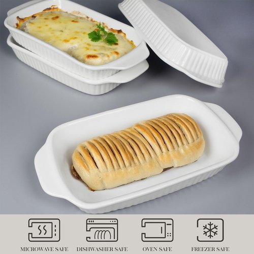 dingdaer Small Au Gratin Baking Dish, Ceramic Casserole Dishes 9 x 6, Set of 4, 23 Oz with Handles, Pans Set for Oven Roasting for 1 or 2 person servings, Lasagna, Pie, Gratin, for Kitchen, Home
