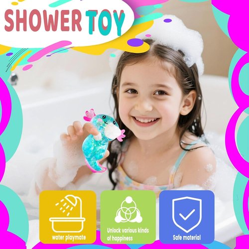 Axolotl Squishy Stress Relief Toy - Glitter Fidget Toy for Kids & Adults | Blue Anxiety Relief