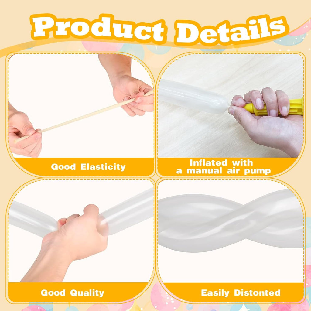 Skiennix 100 Pcs Clear 260 Balloons - Perfect for Long Balloon Garlands & Party Decorations